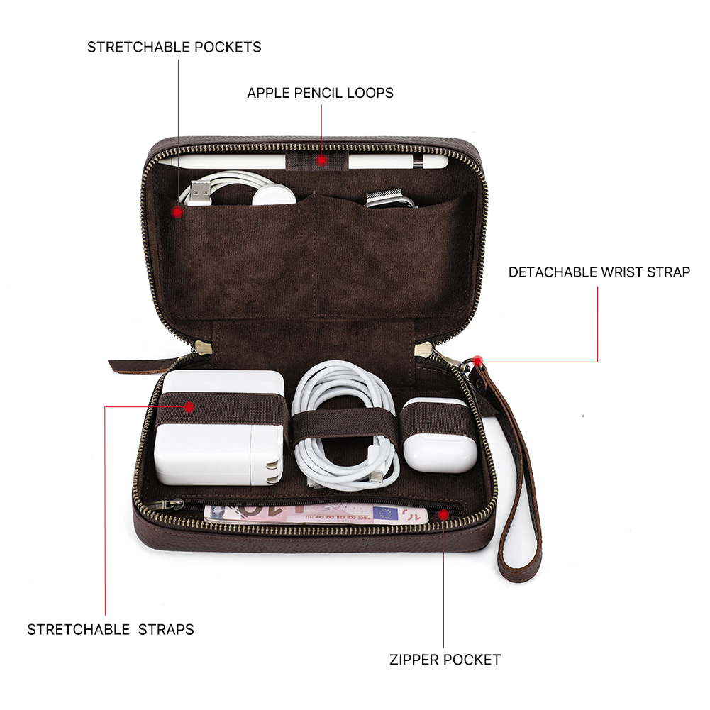 Couro genuíno portátil usb sac - Electronics Gadgets And Accessories avaliação e preço