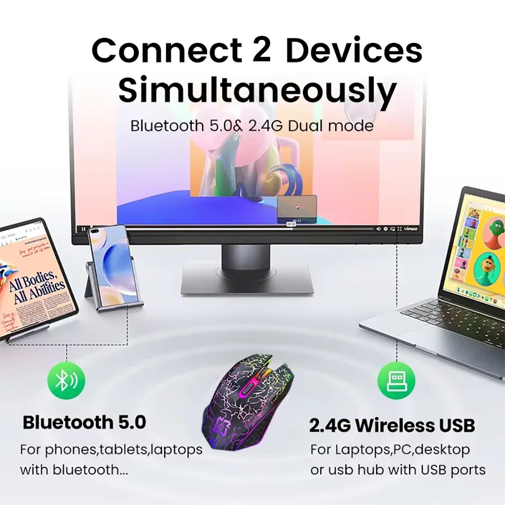 Bluetooth 5.2 mouse rgb 2.4g m - Auto Mouse Mover avaliação e preço